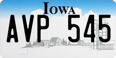 IA license plate AVP545