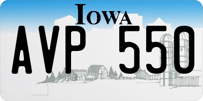 IA license plate AVP550
