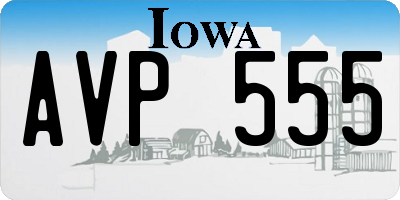 IA license plate AVP555