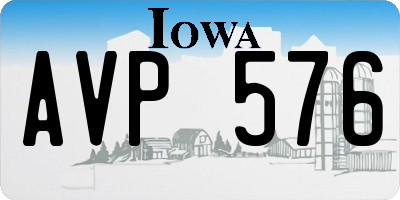 IA license plate AVP576
