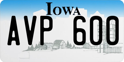 IA license plate AVP600