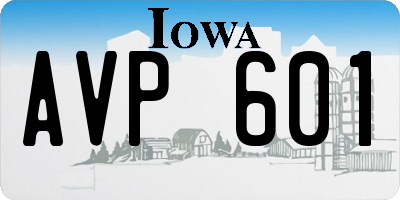 IA license plate AVP601