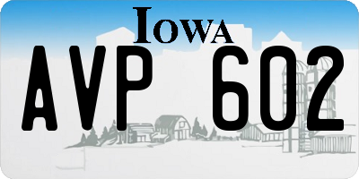 IA license plate AVP602