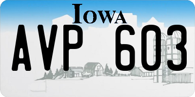 IA license plate AVP603
