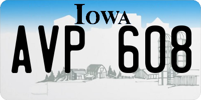 IA license plate AVP608