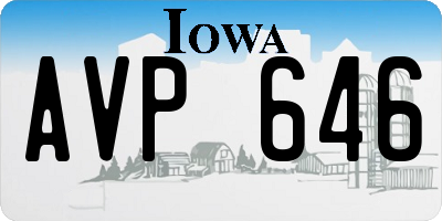 IA license plate AVP646