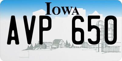 IA license plate AVP650