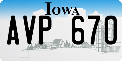 IA license plate AVP670
