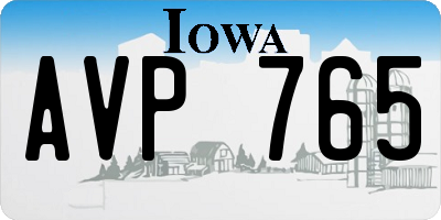 IA license plate AVP765