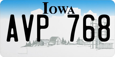 IA license plate AVP768