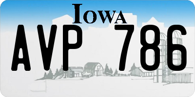 IA license plate AVP786