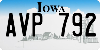 IA license plate AVP792