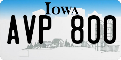 IA license plate AVP800