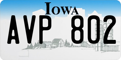 IA license plate AVP802