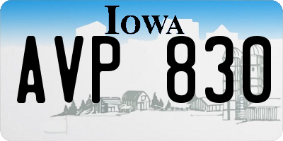 IA license plate AVP830