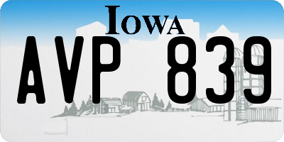IA license plate AVP839