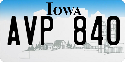IA license plate AVP840