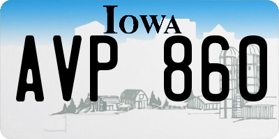 IA license plate AVP860