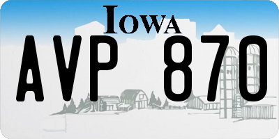 IA license plate AVP870