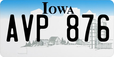 IA license plate AVP876