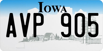 IA license plate AVP905