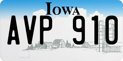 IA license plate AVP910