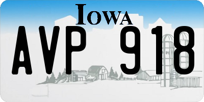 IA license plate AVP918