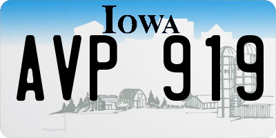 IA license plate AVP919