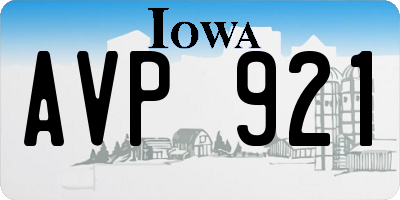 IA license plate AVP921