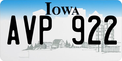 IA license plate AVP922