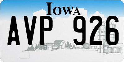 IA license plate AVP926