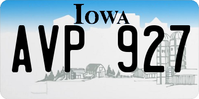 IA license plate AVP927