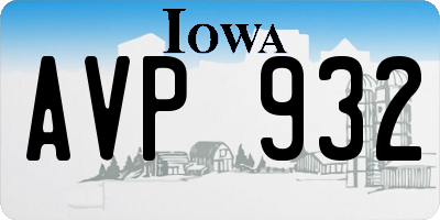 IA license plate AVP932