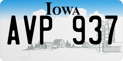 IA license plate AVP937