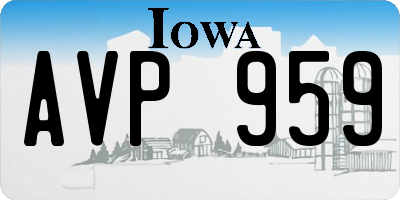 IA license plate AVP959