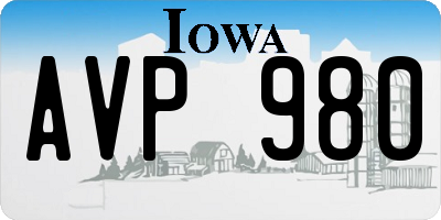 IA license plate AVP980