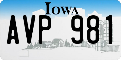 IA license plate AVP981