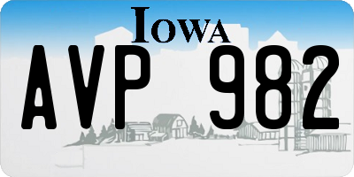 IA license plate AVP982
