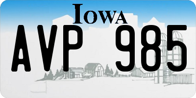 IA license plate AVP985