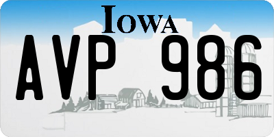 IA license plate AVP986