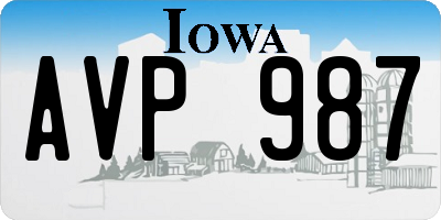 IA license plate AVP987