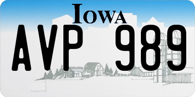 IA license plate AVP989