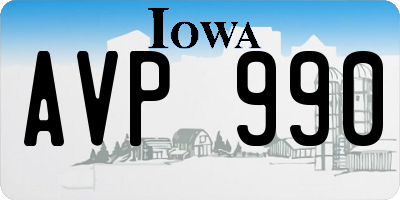 IA license plate AVP990