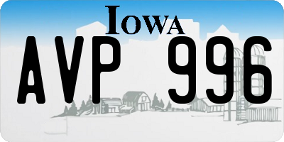 IA license plate AVP996