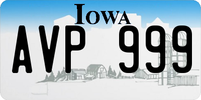 IA license plate AVP999