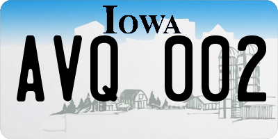 IA license plate AVQ002