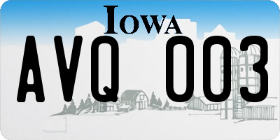 IA license plate AVQ003