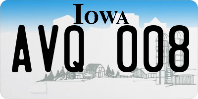 IA license plate AVQ008
