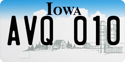 IA license plate AVQ010