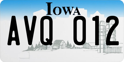 IA license plate AVQ012